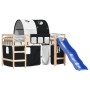 Cama alta niños con túnel madera pino blanco negro 80x200 cm de , Camas y somieres - Ref: Foro24-3207036, Precio: 289,32 €, D...