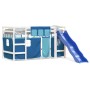Cama alta para niños con cortinas madera pino azul 90x200 cm de , Camas y somieres - Ref: Foro24-3207022, Precio: 320,23 €, D...