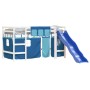 Cama alta para niños con cortinas madera pino azul 90x200 cm de , Camas y somieres - Ref: Foro24-3207022, Precio: 320,23 €, D...