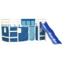 Cama alta para niños con cortinas madera pino azul 90x200 cm de , Camas y somieres - Ref: Foro24-3207022, Precio: 320,23 €, D...