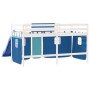Cama alta para niños con cortinas madera pino azul 90x200 cm de , Camas y somieres - Ref: Foro24-3207022, Precio: 320,23 €, D...