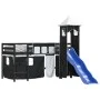 Cama alta niños con torre madera pino blanco negro 80x200 cm de , Camas y somieres - Ref: Foro24-3207069, Precio: 299,51 €, D...