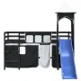 Cama alta niños con torre madera pino blanco negro 80x200 cm de , Camas y somieres - Ref: Foro24-3207069, Precio: 299,51 €, D...
