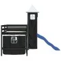 Cama alta niños con torre madera pino blanco negro 80x200 cm de , Camas y somieres - Ref: Foro24-3207069, Precio: 299,51 €, D...