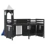 Cama alta niños con torre madera pino blanco negro 80x200 cm de , Camas y somieres - Ref: Foro24-3207069, Precio: 299,51 €, D...
