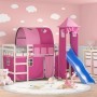 Cama alta para niños con torre madera pino rosa 90x200 cm de , Camas y somieres - Ref: Foro24-3207104, Precio: 348,86 €, Desc...
