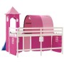 Cama alta para niños con torre madera pino rosa 90x200 cm de , Camas y somieres - Ref: Foro24-3207104, Precio: 348,86 €, Desc...