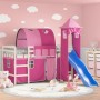 Cama alta para niños con torre madera pino rosa 80x200 cm de , Camas y somieres - Ref: Foro24-3207095, Precio: 309,83 €, Desc...