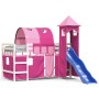 Cama alta para niños con torre madera pino rosa 80x200 cm de , Camas y somieres - Ref: Foro24-3207095, Precio: 309,83 €, Desc...