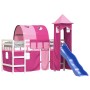Cama alta para niños con torre madera pino rosa 80x200 cm de , Camas y somieres - Ref: Foro24-3207095, Precio: 309,83 €, Desc...