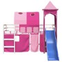 Cama alta para niños con torre madera pino rosa 80x200 cm de , Camas y somieres - Ref: Foro24-3207095, Precio: 309,83 €, Desc...