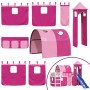Cama alta para niños con torre madera pino rosa 80x200 cm de , Camas y somieres - Ref: Foro24-3207095, Precio: 309,83 €, Desc...