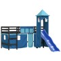 Cama alta para niños con torre madera pino azul 90x190 cm de , Camas y somieres - Ref: Foro24-3207088, Precio: 291,73 €, Desc...