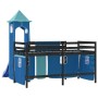 Cama alta para niños con torre madera pino azul 90x190 cm de , Camas y somieres - Ref: Foro24-3207088, Precio: 291,73 €, Desc...