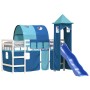 Cama alta para niños con torre madera pino azul 90x190 cm de , Camas y somieres - Ref: Foro24-3207112, Precio: 343,76 €, Desc...