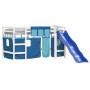 Cama alta para niños con cortinas madera pino azul 90x190 cm de , Camas y somieres - Ref: Foro24-3207031, Precio: 315,96 €, D...