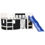 Cama alta niños con cortinas madera pino blanco negro 80x200 cm de , Camas y somieres - Ref: Foro24-3207012, Precio: 276,21 €...