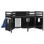 Cama alta niños con cortinas madera pino blanco negro 90x190 cm de , Camas y somieres - Ref: Foro24-3207033, Precio: 276,74 €...