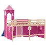 Cama alta para niños con torre madera pino rosa 80x200 cm de , Camas y somieres - Ref: Foro24-3207065, Precio: 283,24 €, Desc...