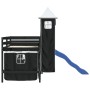 Cama alta niños con torre madera pino blanco negro 90x200 cm de , Camas y somieres - Ref: Foro24-3207078, Precio: 299,97 €, D...