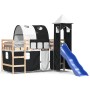 Cama alta niños con torre madera pino blanco negro 80x200 cm de , Camas y somieres - Ref: Foro24-3207090, Precio: 294,60 €, D...