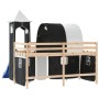 Cama alta niños con torre madera pino blanco negro 80x200 cm de , Camas y somieres - Ref: Foro24-3207090, Precio: 294,60 €, D...