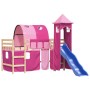 Cama alta para niños con torre madera pino rosa 80x200 cm de , Camas y somieres - Ref: Foro24-3207092, Precio: 298,94 €, Desc...