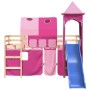 Cama alta para niños con torre madera pino rosa 80x200 cm de , Camas y somieres - Ref: Foro24-3207092, Precio: 298,94 €, Desc...