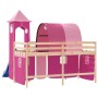 Cama alta para niños con torre madera pino rosa 80x200 cm de , Camas y somieres - Ref: Foro24-3207092, Precio: 298,94 €, Desc...