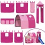 Cama alta para niños con torre madera pino rosa 80x200 cm de , Camas y somieres - Ref: Foro24-3207092, Precio: 298,94 €, Desc...