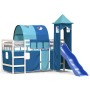 Cama alta para niños con torre madera pino azul 90x200 cm de , Camas y somieres - Ref: Foro24-3207103, Precio: 348,98 €, Desc...