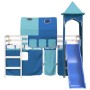 Cama alta para niños con torre madera pino azul 90x200 cm de , Camas y somieres - Ref: Foro24-3207103, Precio: 348,98 €, Desc...