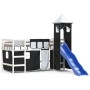 Cama alta niños con torre madera pino blanco negro 90x190 cm de , Camas y somieres - Ref: Foro24-3207084, Precio: 344,35 €, D...