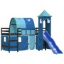 Cama alta para niños con torre madera pino azul 90x190 cm de , Camas y somieres - Ref: Foro24-3207115, Precio: 310,50 €, Desc...