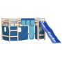 Cama alta para niños con cortinas madera pino azul 80x200 cm de , Camas y somieres - Ref: Foro24-3207010, Precio: 269,87 €, D...