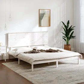 Weißes Massivholzbettgestell King Size 150x200 cm von , Betten und Lattenroste - Ref: Foro24-3104809, Preis: 146,51 €, Rabatt: %