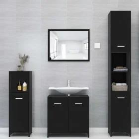 Juego de muebles de baño 4 piezas madera ingeniería negro de , Muebles de baño - Ref: Foro24-3056881, Precio: 182,35 €, Descu...