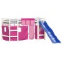 Cama alta para niños con cortinas madera pino rosa 80x200 cm de , Camas y somieres - Ref: Foro24-3207014, Precio: 276,09 €, D...