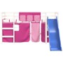Cama alta para niños con cortinas madera pino rosa 80x200 cm de , Camas y somieres - Ref: Foro24-3207014, Precio: 276,09 €, D...