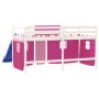Cama alta para niños con cortinas madera pino rosa 80x200 cm de , Camas y somieres - Ref: Foro24-3207014, Precio: 276,09 €, D...