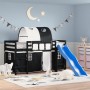 Cama alta niños con túnel madera pino blanco negro 80x200 cm de , Camas y somieres - Ref: Foro24-3207042, Precio: 294,08 €, D...