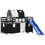 Cama alta niños con túnel madera pino blanco negro 80x200 cm de , Camas y somieres - Ref: Foro24-3207042, Precio: 294,08 €, D...