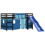 Cama alta para niños con cortinas madera pino azul 80x200 cm de , Camas y somieres - Ref: Foro24-3207016, Precio: 273,39 €, D...