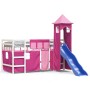 Cama alta para niños con torre madera pino rosa 90x200 cm de , Camas y somieres - Ref: Foro24-3207077, Precio: 345,00 €, Desc...
