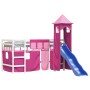 Cama alta para niños con torre madera pino rosa 90x200 cm de , Camas y somieres - Ref: Foro24-3207077, Precio: 345,00 €, Desc...