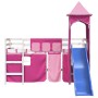 Cama alta para niños con torre madera pino rosa 90x200 cm de , Camas y somieres - Ref: Foro24-3207077, Precio: 345,00 €, Desc...