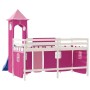 Cama alta para niños con torre madera pino rosa 90x200 cm de , Camas y somieres - Ref: Foro24-3207077, Precio: 345,00 €, Desc...