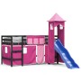 Cama alta para niños con torre madera pino rosa 90x200 cm de , Camas y somieres - Ref: Foro24-3207080, Precio: 296,10 €, Desc...