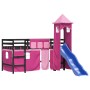 Cama alta para niños con torre madera pino rosa 90x200 cm de , Camas y somieres - Ref: Foro24-3207080, Precio: 296,10 €, Desc...