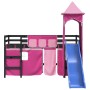 Cama alta para niños con torre madera pino rosa 90x200 cm de , Camas y somieres - Ref: Foro24-3207080, Precio: 296,10 €, Desc...
